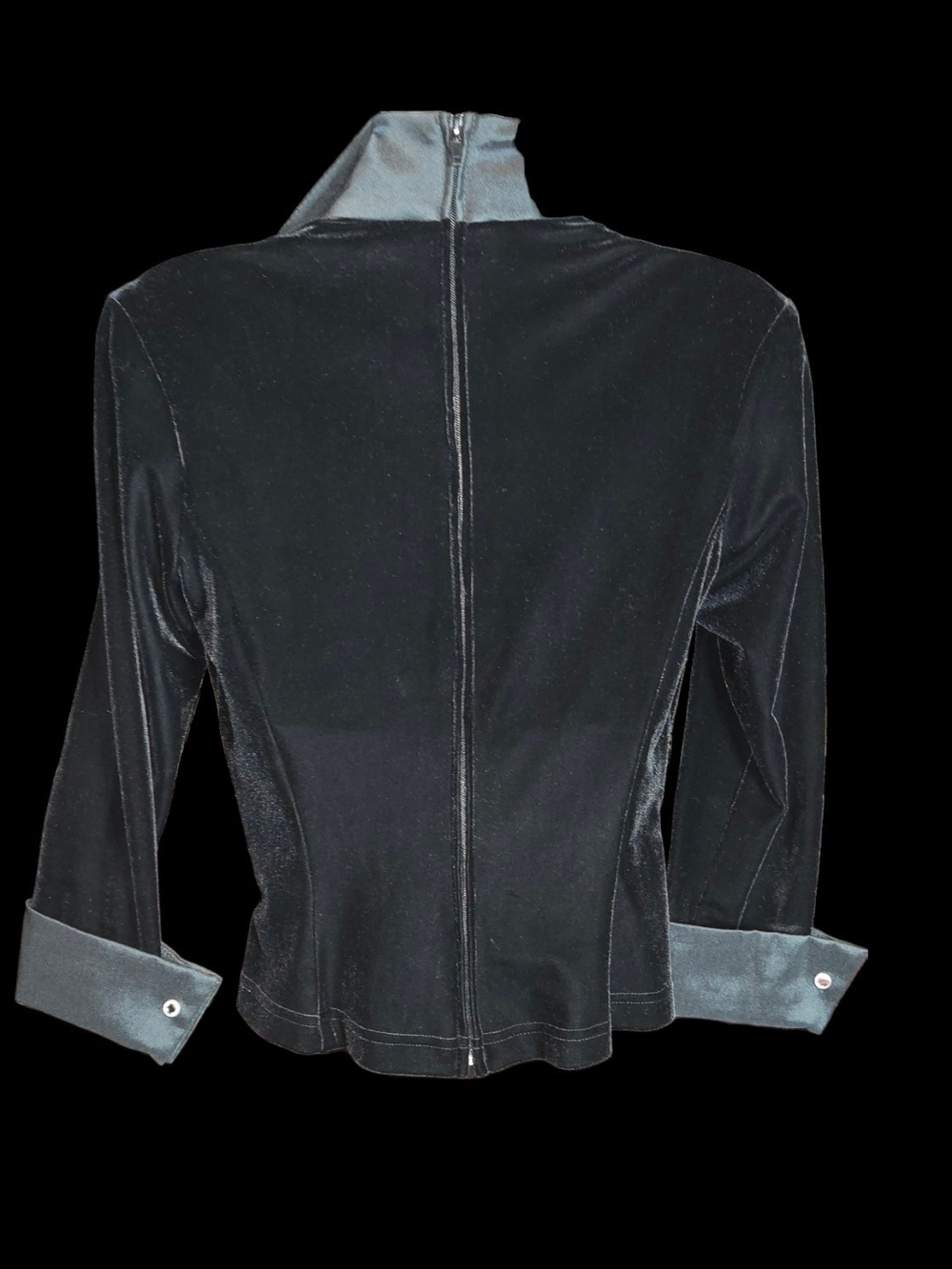 Vintage Vinadashi Shoji Black Velvet Wrap Blazer With Contrast Collar & Cuffs - Picture 6 of 6